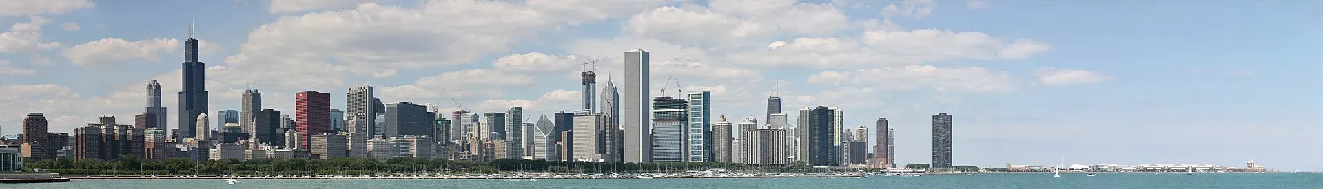 Chicago skyline panorama over Lake Michigan